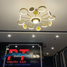 Đèn chùm thả trần 12 tay vàng
