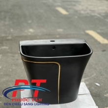 Lavabo khối vuông đen chỉ vàng LVBC13