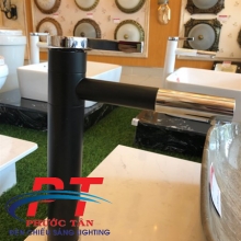 Vòi lavbo đen mỏ xi trắng 30cm