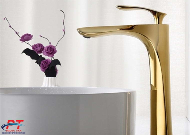 Vòi lavabo lá mạ 30cm - vàng