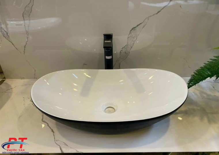 Lavabo thuyền  trắng - đen F04
