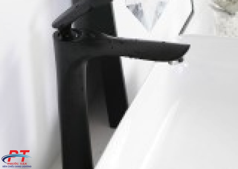 Vòi lavabo lá mạ 30cm - đen