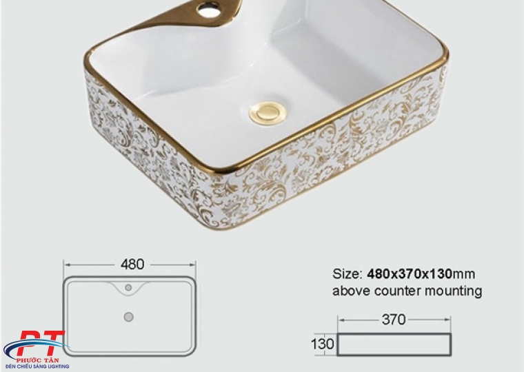 Lavabo vuông hoa  F17